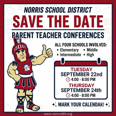 Parent Teacher Conferences Save the Date Graphic (all content in article)