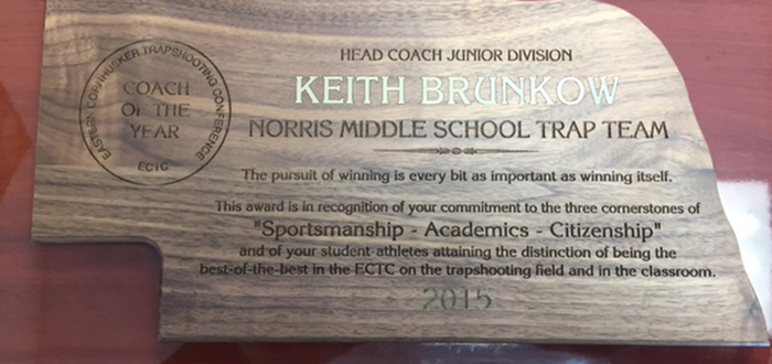 Brunkow awarded Eastern Cornhusker Trapshooting Conference Coach of the Year